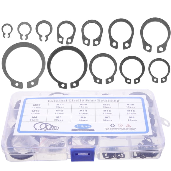 315pcs Circlip External Retaining Rings Assortment Shaft Snap Rings Steel Retaining Rings