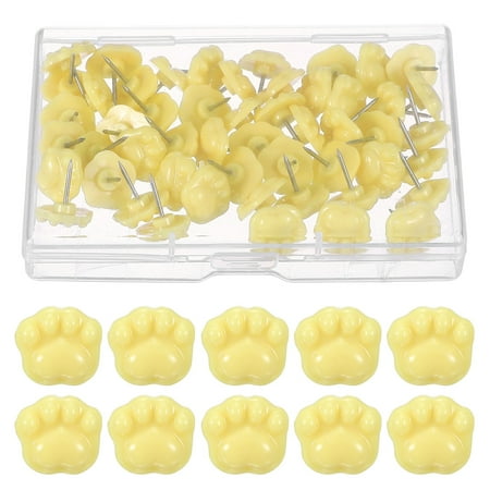 50 Pcs Push Pins for Bulletin Board, Cute Cat Paw Push Pin Decorative Animal Paws Thumb Tacks for Photos Cork Boards Wall Map Office Home Decor, Yellow