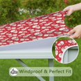 thumbnail image 6 of Red Christmas Snowman Pattern Square Fitted Tablecloth with Elastic Edge,Square Table Cover,Washable Elastic Table Cover for Home Kitchen Party Decor 36"x36", 6 of 6