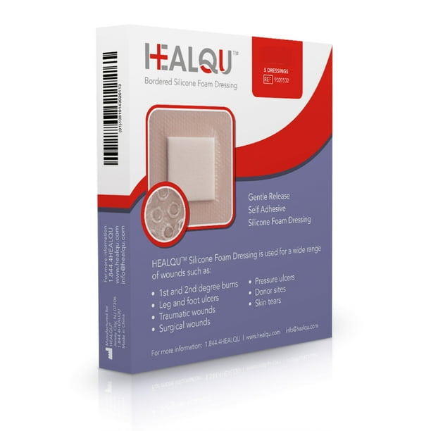 HealQu 9020577 Silicone Foam Sacrum Dressing [Adhesive Border] 7 in. x