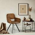 thumbnail image 1 of Homy Casa Ensemble de 2 Chaises de Réception avec Rembourrage Pivotant, Dossier Moderne Ajouré, Pattes en Métal, Suède Brun, 1 of 5