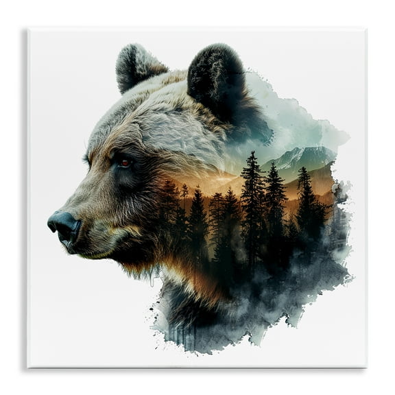 Stupell Industries Bear Woodland Silhouette Animals Painting Unframed Art Print Wall Art, 12 x 12