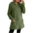 thumbnail image 4 of Women's Trendy Fleece Hoodies Loose Casual Warm Long Sleeve Solid Color Fluffy Pullover Coats with Pockets (L, Army Green), 4 of 7
