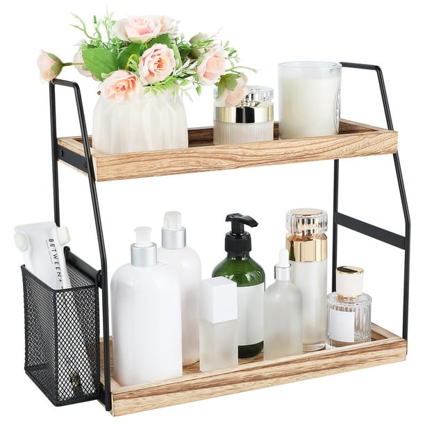 Organizador de mostrador de baño de 2 niveles con cesta Uneviesyka