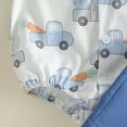 thumbnail image 6 of Toddler Baby Boy Easter Outfit Bunny Truck Short Sleeve Button Down Shirt Romper Suspender Shorts Set 2 Piece, 6 of 6