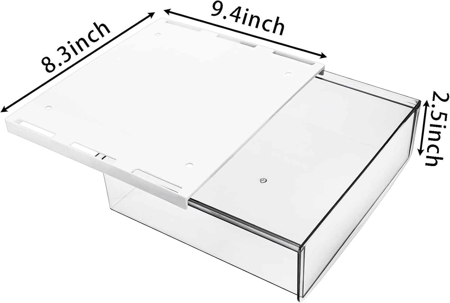 2 Pack Self-adhesive Under Desk Drawer, Hidden Slide Out Organizer Tray, Plastic Under Table Attachable Hidden Storage Organizer for Office Home School Kitchen Sewing Table