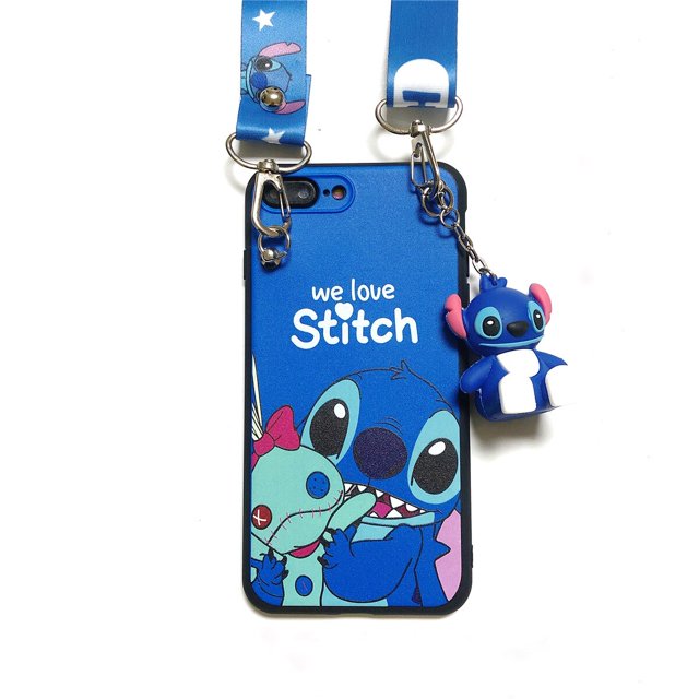 Funda de teléfono con cuerda de soporte para iPhone 6, 6s, 7, 8, X, Xs, Max, XR, 11, 12, 13, 14 Pro Max, SE, Stitch Fivean unisex