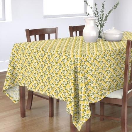 

Cotton Sateen Tablecloth 70 x 144 - Lemons Butterflies Lemon Citrus Butterfly Flowers Nature Illustration Doodle Botanical Fruits Floral Print Custom Table Linens by Spoonflower