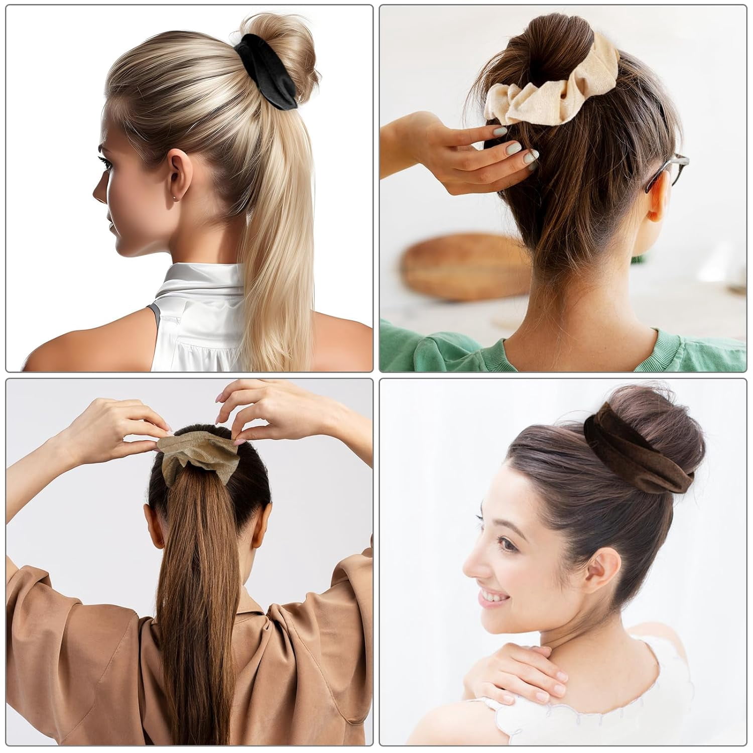 8Pcs Velvet Hair Scrunchies - Elastic Thick Bands in 8 Solid Colors for Women and Girls