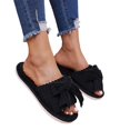 thumbnail image 6 of Willtoo Plush Open-Toe Slippers for Women with Bow, Winter Warm Soft Non-Slip Indoor Slides, Breathable Casual House Slippers, 6 of 6