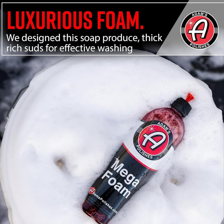  Adam's Mega Foam 16oz - pH Best Car Wash Soap for Foam Cannon,  Pressure Washer or Foam Gun, Concentrated Car Detailing & Cleaning  Detergent Soap