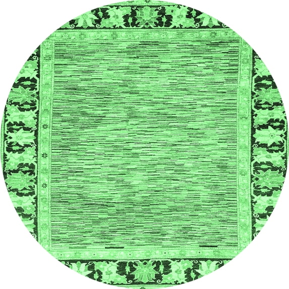 Ahgly Company Indoor Round Abstract Emerald Green Modern Area Rugs, 5' Round