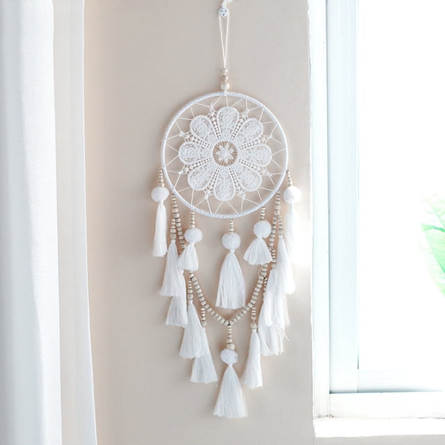 Nikou Double Circle Feather Dream Catcher, Handmade Dream Catcher Fairy String Decoration Ornament Home Car