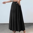 thumbnail image 4 of Miluxas Women's Boho Style Eyelet Cutout Maxi Skirt Elastic High Waist Textured Ruffle Tiered Long Skirt Beach office Party Outfits Black, 4 of 6