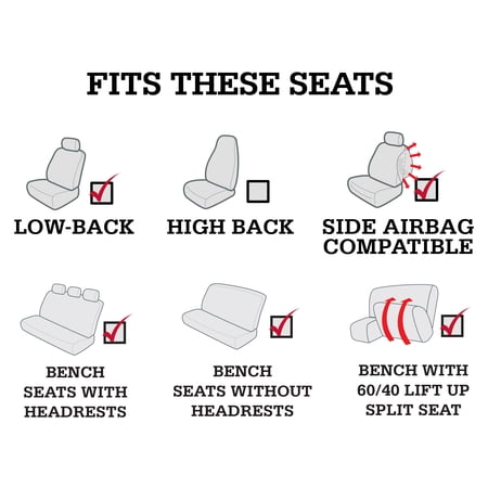 GENUINE DICKIES 3 PIECE ARLINGTON CLOTH TRUCK SEAT COVERS BLACK, 806442NWDI