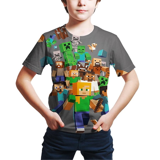 Niños Niños Niños Juego Minecraft Camiseta de manga corta Camisas casuales Tops Camiseta