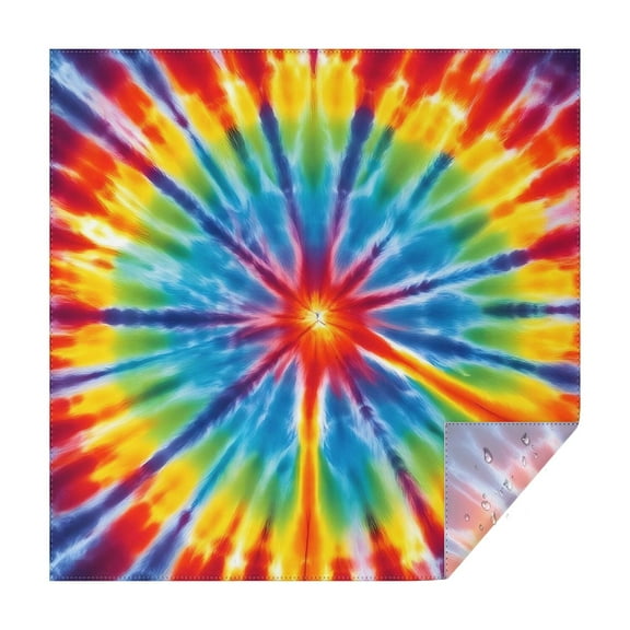 Colorful Rainbow Tie Dye Spiral Pattern Square Tablecloth,Waterproof Square Table Cover,Wipeable Spillproof Washable Table Cover for Home Kitchen Party Decor 52"x52"(132x132cm)