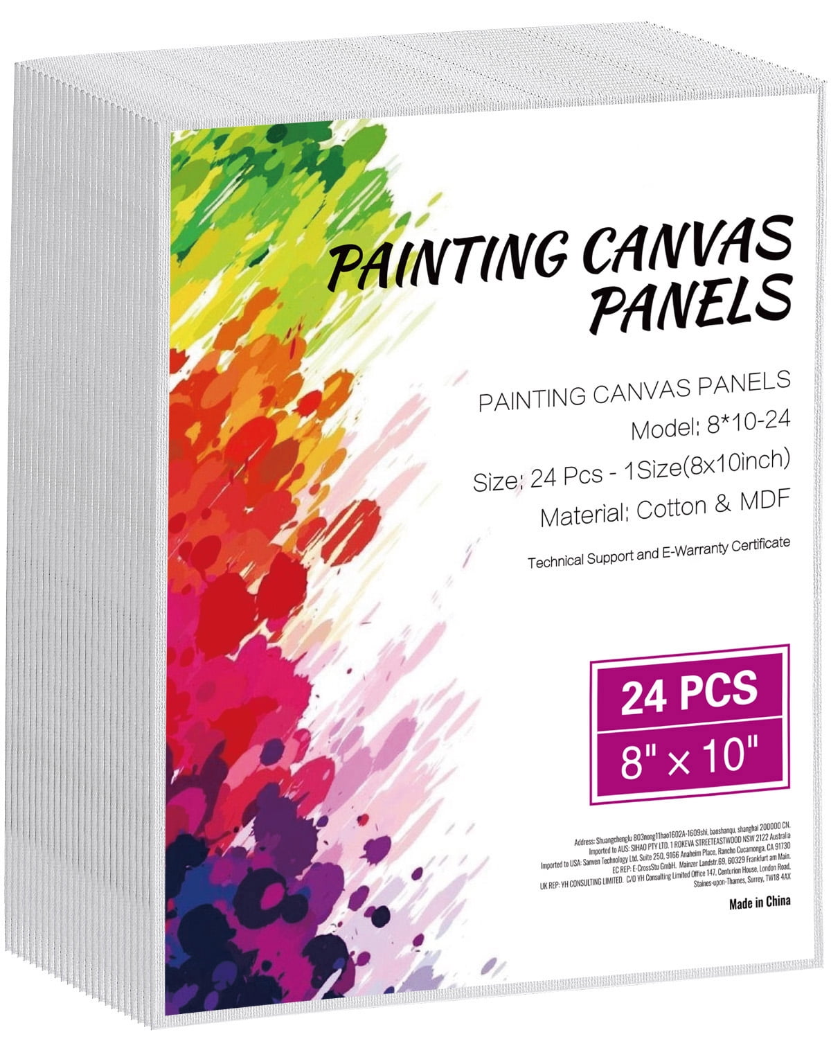 KFFKFF Art Canvas Panels, 8x10 Inch White Painting Surfaces, Set of 24, Suitable for Sketching, Acrylic, Oil Painting, Watercolor, Ideal for Children and Professional Artists