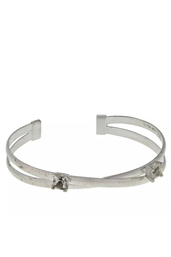 "Diamond" Quartz CrissCross "X" Cuff Bracelet, fits 7" to 8"