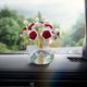 thumbnail image 4 of Adorno de coche rosa con base de corte de cristal | Ramo de rosas en maceta artificial | Figura de flor decorativa para el tablero de la oficina del hogar | Utilería de fotografía artesanal | 1, 4 of 7