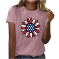 thumbnail image 2 of Usmixi Shirts for Women Independence Day Plus Size Loose Patriotic Tee Tops Summer Casual Crewneck Short Sleeve Sunflower Flag Print Ladies Blouses Pink l, 2 of 4