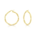 thumbnail image 3 of Better Jewelry Greek Key Hoop Earrings .925 Sterling Silver Gold Plated 3mm, 3 of 8