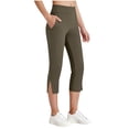 thumbnail image 4 of StSilkitty Girls Capris Leggings Solid Color High Waist Elastic Stretch Yoga Cropped Pants Comfy Breathable Trousers with Pockets, 4 of 9