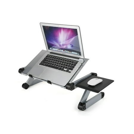 Adjustable Aluminium Alloy Laptop Stand Desk with Mouse Pad,360° Folding Portable Ergonomic TV Bed Lap Tray Stand Up Sitting for Home /