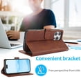 thumbnail image 2 of ShellTech Compatible with iPhone 16 Pro Wallet Case, [RFID Blocking] 3 Card Holder Stand with Credit Card Slot PU Leather Magnetic Protective Flip Cover ,Brown, 2 of 14