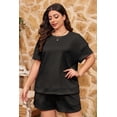 thumbnail image 4 of Womens 2 Pieces Loungewear Knit Sets Short Sleeved Casual Tops & Elastic Waist Shorts Pants Sport Wear, 4 of 6