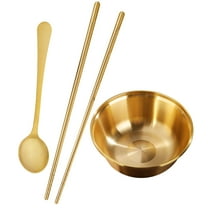 OFFIGAM Traditional Brass Serving Bowl and Eating Utensils Dining Set for Restaurants, Parties, and Home Use - 1 Set
