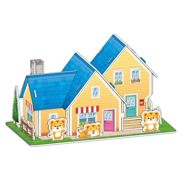 Rompecabezas tridimensional 3D, juguete de espuma de papel hecho a mano, forma de casa y coche, 61 unidades, regalo, tamaño mediano
