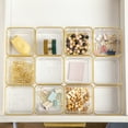 thumbnail image 5 of Martha Stewart Kerry 12 Pack Plastic Stackable Office Desk Drawer Organizers with Gold Trim, 3" x 3", 5 of 10