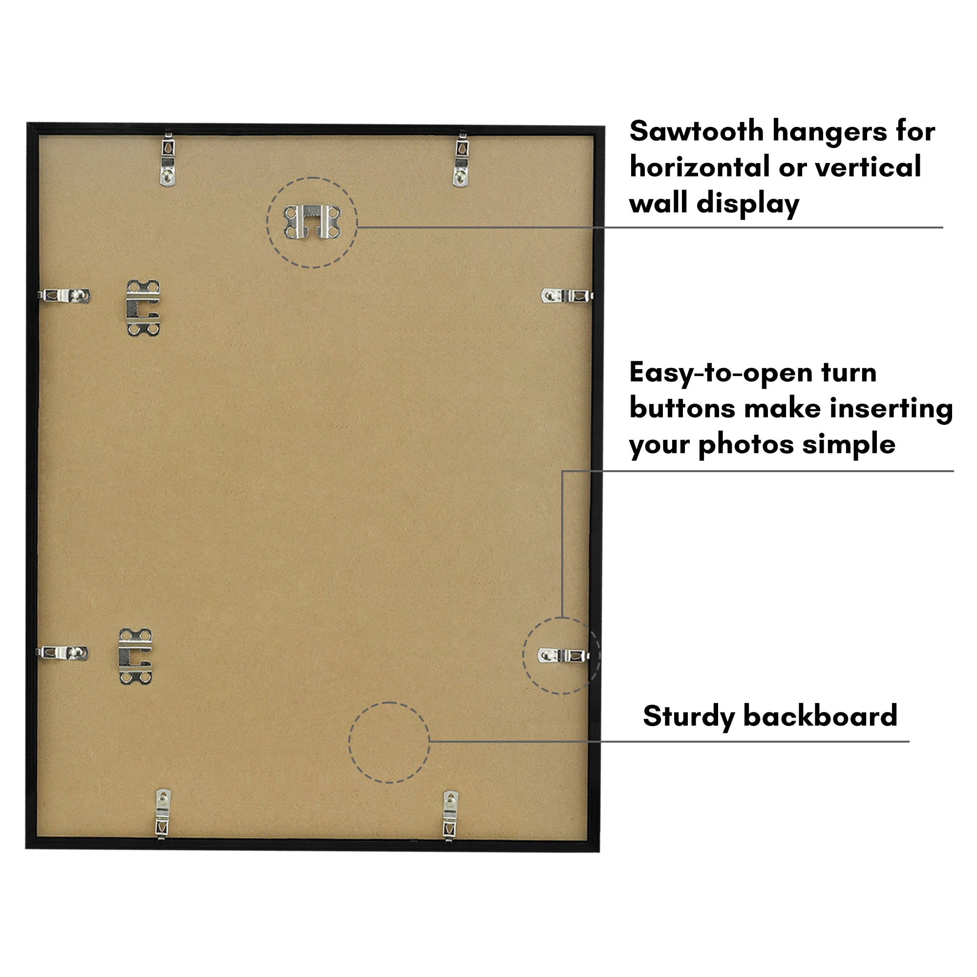 Americanflat 16x20 Picture Frame with Polished Plexiglass with 11x14 Mat Display Photo Streamline - Black