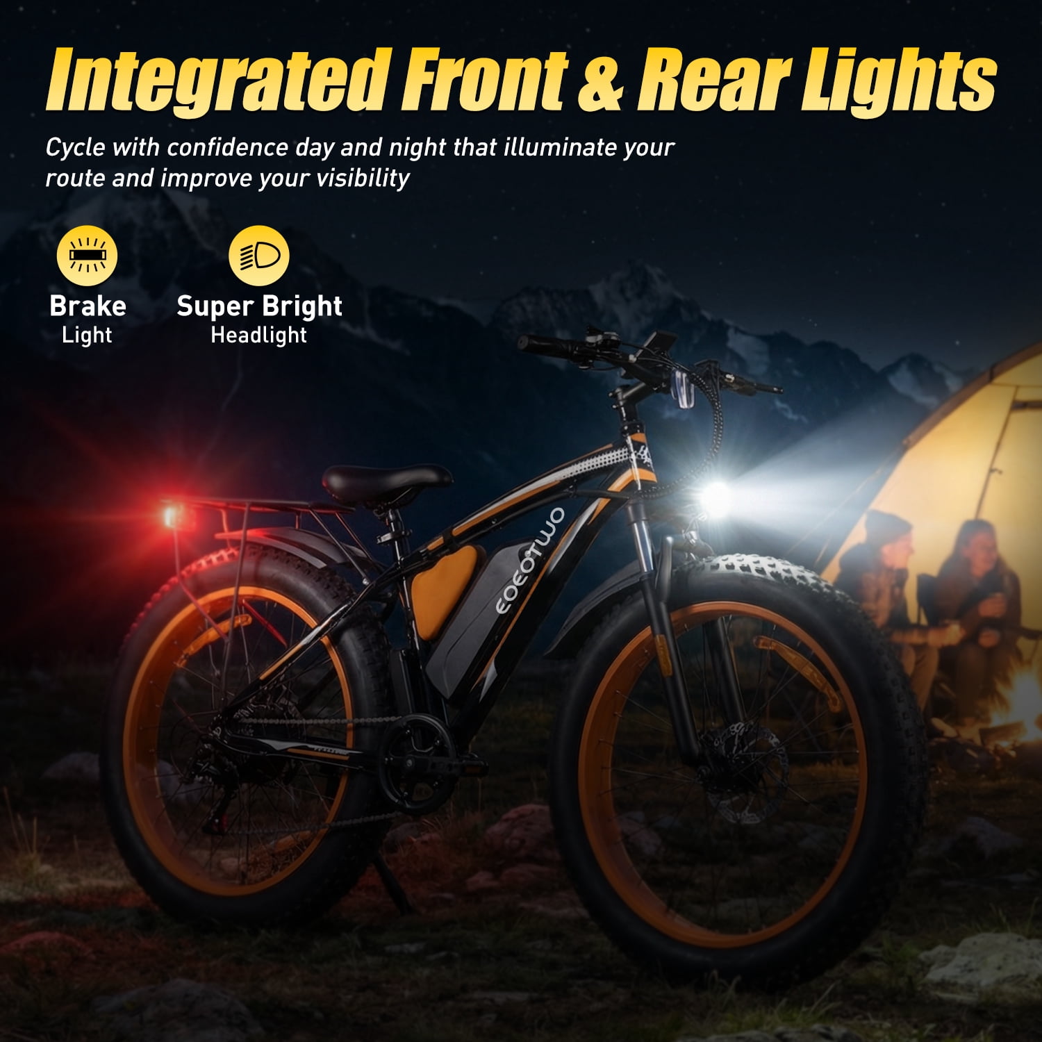 26" Fat Tire Electric Bike for Adults, 1500W Peak Motor, 48V 20Ah Battery Up to 80 Miles, 30MPH Top Speed, 7-Speed, Front Suspension, Rear Rack, All-Terrain Off-Road E-Bike
