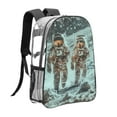 thumbnail image 3 of Susaid Astronauts On Lunar Mission Print Clear Backpack See Through Transparent Plastic Clear Bookbags for School, College, Stadium,Work, 3 of 7