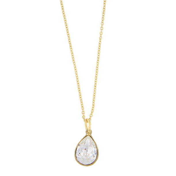 Collar para Mujer con Cristal Fino Swarovski en forma de Gota– Bañado en Oro 14k- Collar Elegante y Brillante-Collares de Mujer de Moda- Joyería para Mujer de Moda- Regalo especial Ortiz Espinosa Temporada