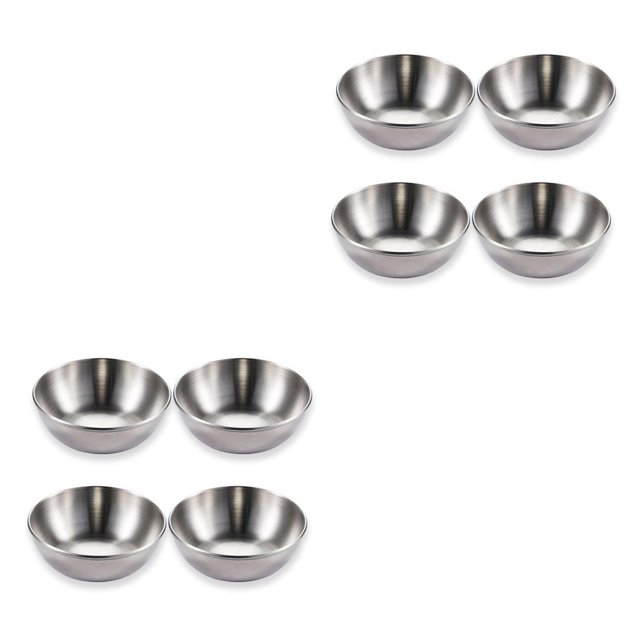 Kearding 4 piezas de platos de salsa de acero inoxidable de vinagre cuencos de inmersión accesorio de bandeja para el hogar comedor restaurante Type1 NO1