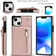 thumbnail image 2 of Crossbody Wallet Case for iPhone 15, PU Leather Zipper Handbag Purse Flip Cover with Kickstand Case for iPhone 15 ZP Rose God, 2 of 18