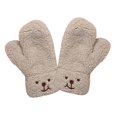 thumbnail image 2 of Dyfzdhu Winter Gloves for Women Cute Bear Fuzzy Fleece Braided Rope Thick Thermal Mittens Beige, 2 of 4