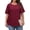 Brown-Red, variant on Plus Size Tops for Women Eyelet Crew Neck Tunic Blouses Casual Summer Ruffled Short Sleeve Shirts