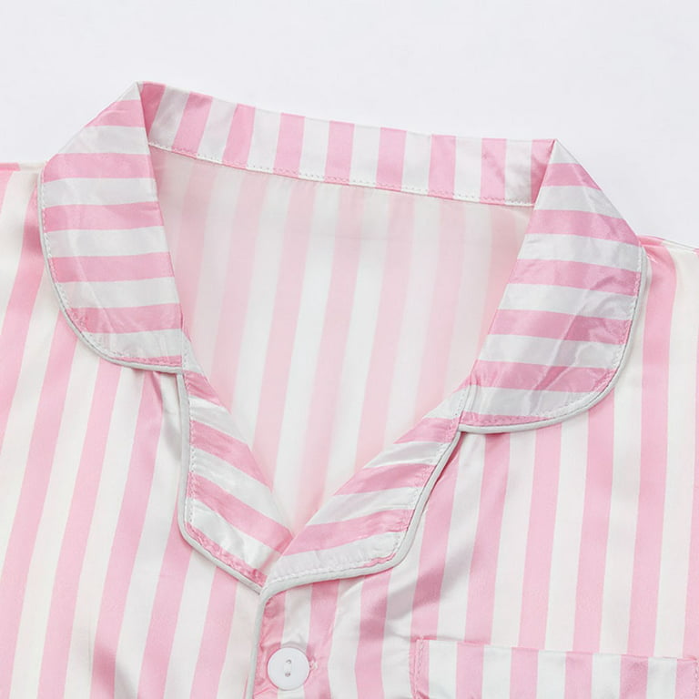 Pajama Shirt and Pants - Light pink/striped - Ladies