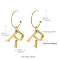 thumbnail image 4 of [Clearance] Bamboo Initial Earrings for Women 18k Gold Plated Half-Hoop Drop Letter R Earrings Capital Alphabet Jewelry Gift on Clearance, 4 of 6