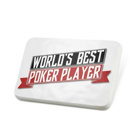 Porcelein Pin Worlds Best Poker Player Lapel Badge –