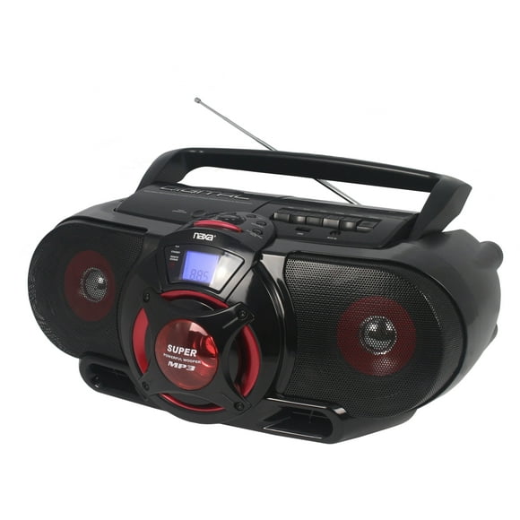 NAXA NPB-273 Bluetooth Portable MP3/CD AM/FM Lecteur/enregistreur de Cassettes Radio Stéréo avec Subwoofer et Entrée USB