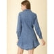 thumbnail image 5 of Vestido Camisero De Mezclilla De Una Línea Con Botones Y Bolsillo En El Pecho Informal De Manga Larga De Algodón Para Mujer Cielo azul M, 5 of 6