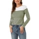 thumbnail image 5 of BLUSA CHIC para Mujeres Inspire, de Rayas, Color Block, de Manga Larga, Camiseta Casual, Talla XS, Verde Ejército, 5 of 8