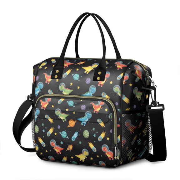 Space Dinosaur Pattern Womens Lunch Box for Work,Insulated Large Lunch Bag for Tween and Teen,Loncheras Para Mujer,Leakproof Adult Lunch Bag for Work,Beach,Travel,Picnic,Camping