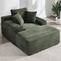 FIRSCOOK 66" Oversized Chaise Lounge Chair Indoor, Corduroy Boneless Single Sleeper Cloud Couch Chair, Green