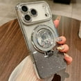 thumbnail image 5 of for iPhone 17 Pro Max Case, Moving Liquid Sparkle Glitter Case, Bling Flowing Rhinestones Kickstand Ring Cover with Shiny Glass Camera Lens Protector for Women Girls 6.9'' 2025, Silver, 5 of 9